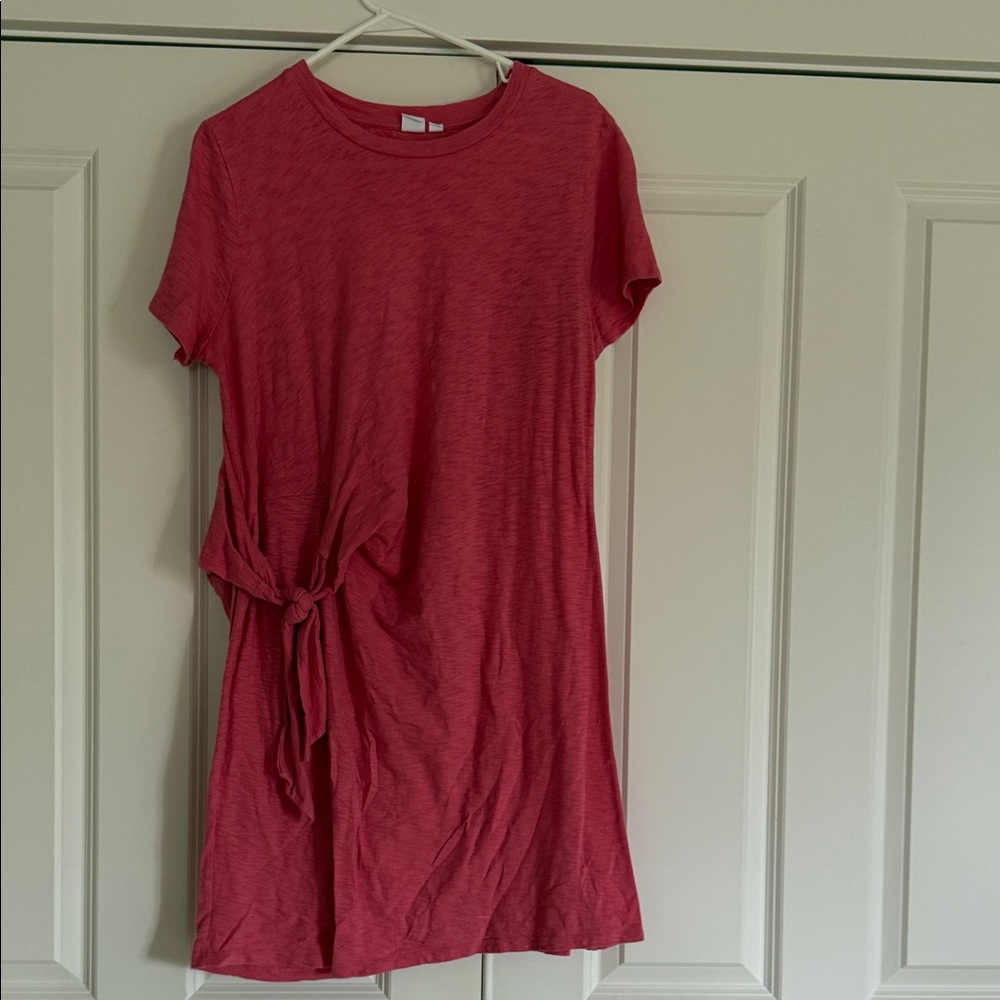 GAP Pink Short Sleeve Tie-Waist Mini Dress